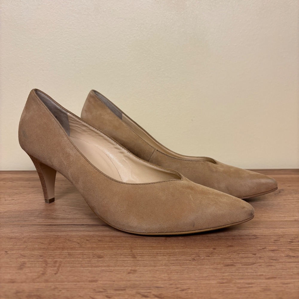 PAUL GREEN Halle‎ Pumps In Deer Suede Nude Tan Women Size UK 8 US 10.5 Office